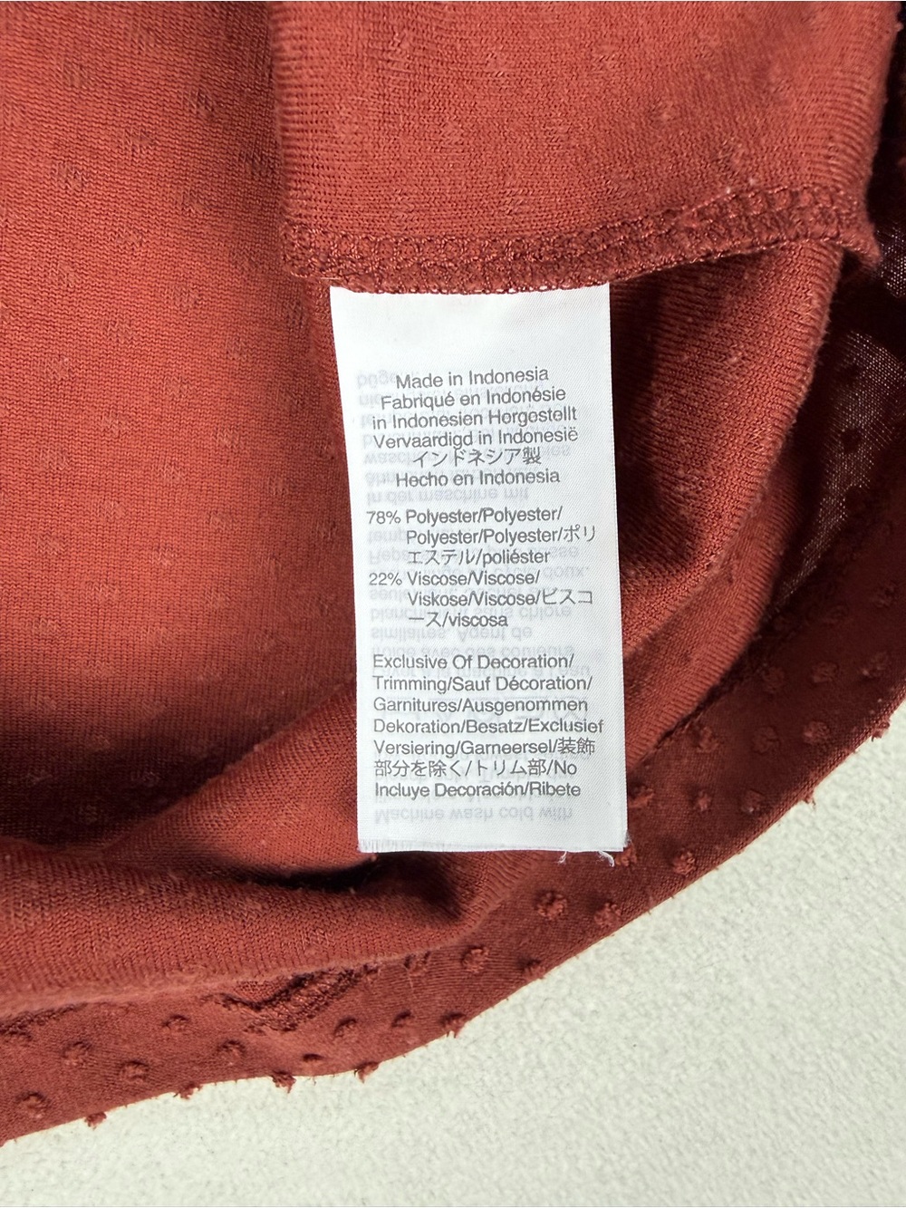 Madewell Texture and Thread Textured Ruffle Neck Top 1/2 Sleeve Rust - Picture 8 of 9